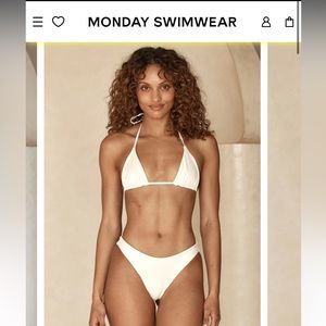 Monday Swimwear - Byron Bottom and Palma Top (Vanilla) Size M